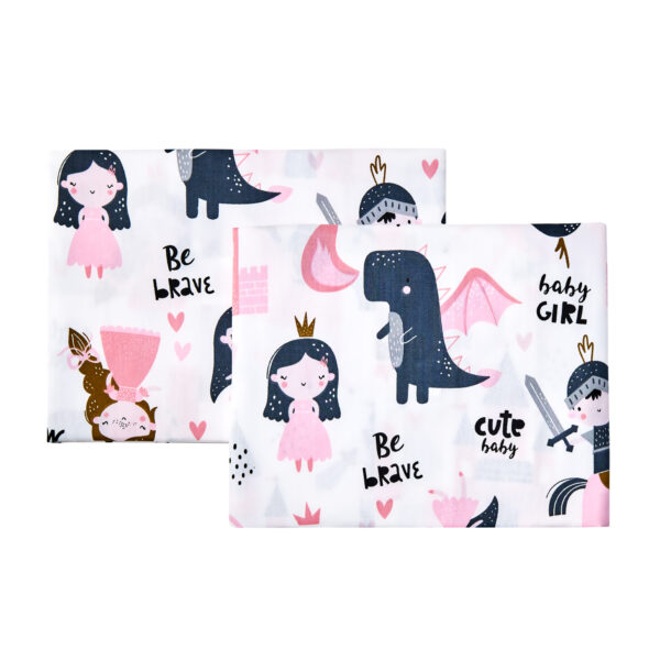 Toddler Pillowcases Cotton Baby Pillow Covers 2 Packs for Girls Kids Bedding Travel Sleepy Fit for 14X 19" 13"x18" 12"x16"Pillows (Little Princess Pink)